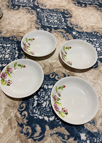 Gri Beyaz Desenli 6'lı Çay Tabağı Seti - Görsel 4