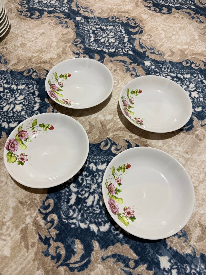 Gri Beyaz Desenli 6'lı Çay Tabağı Seti - Görsel 4