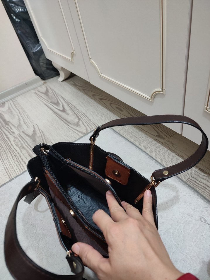 taba renk Deri Kadın Çanta - Görsel 4