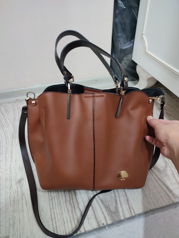 taba renk Deri Kadın Çanta - Görsel 3