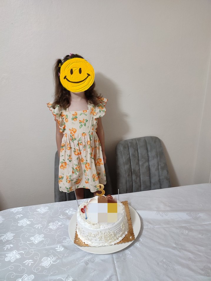 Kız Çocuk Turuncu Fırfırlı Bohem Elbise - Görsel 3