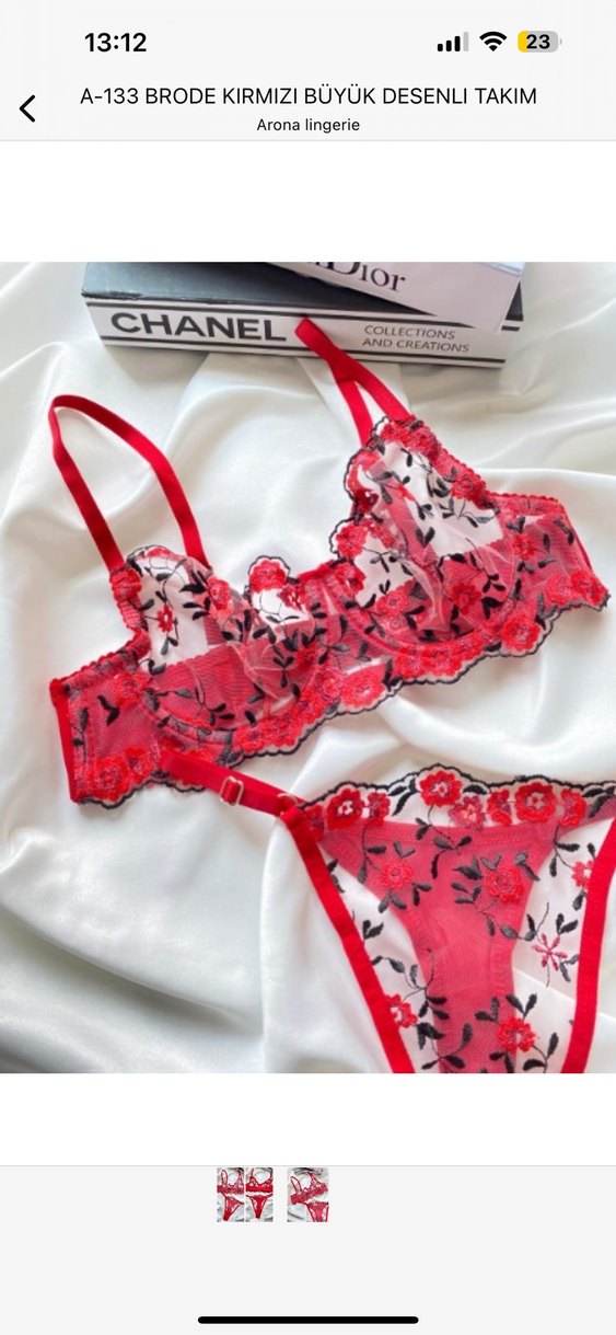 Kırmızı Nakışlı Bohem Parisian Sütyen Takımı - Görsel 4