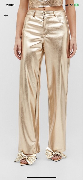 simli altın metalik pantalon