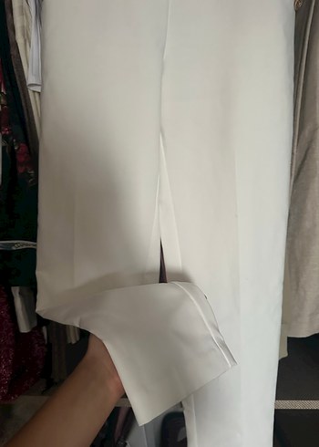 xs Beden beyaz Renk Düğmeli Beyaz Midi Kadın Kumaş Pantolon