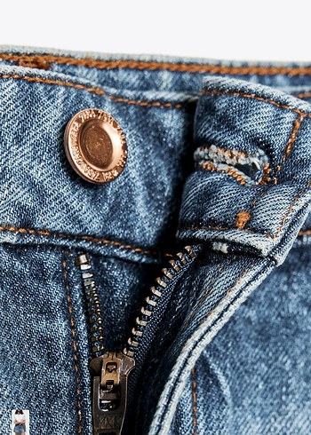 m Beden Dantel Detaylı Beyaz Mini Denim Etek