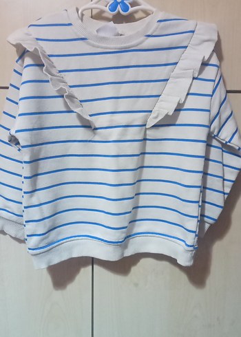 Kız Çocuk Beyaz Çizgili Sweatshirt - Görsel 6