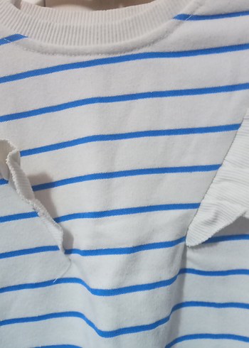 Kız Çocuk Beyaz Çizgili Sweatshirt - Görsel 2