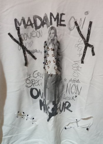 Baskılı Beyaz Kadın Sweatshirt - Görsel 2