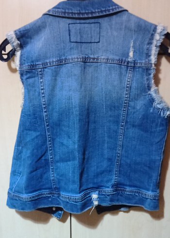 Kadın Mavi Kolsuz Kot Ceket - Görsel 5