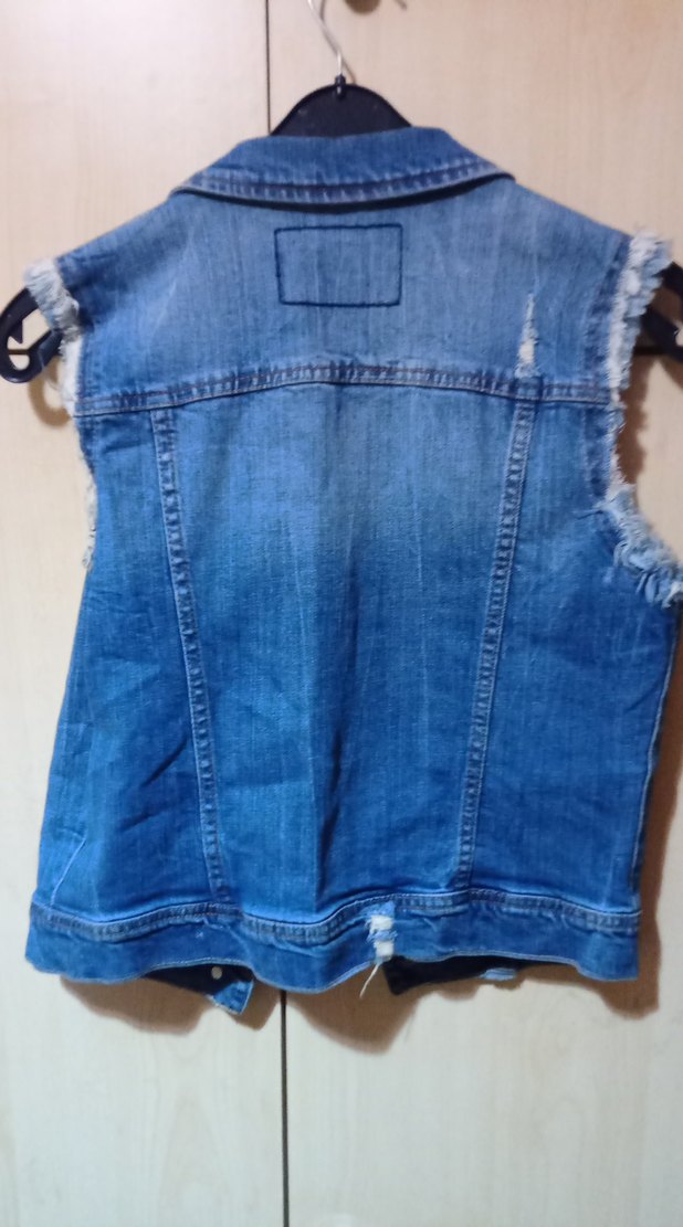 Kadın Mavi Kolsuz Kot Ceket - Görsel 5