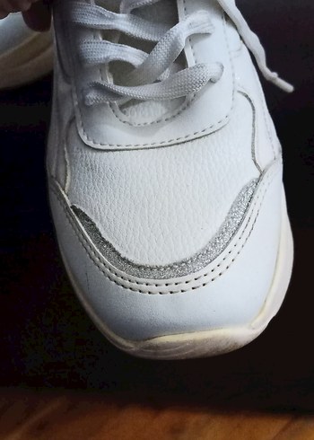 Beyaz Gri Kadın Dolgu Topuk Spor Ayakkabı - Görsel 3