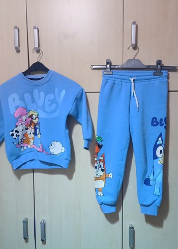 Renkli Baskılı Mavi Kız Eşofman Takımı - Görsel 3