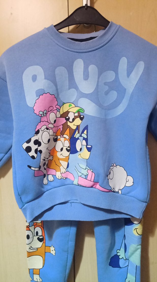 Renkli Baskılı Mavi Kız Eşofman Takımı - Görsel 2