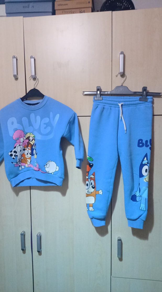 Renkli Baskılı Mavi Kız Eşofman Takımı - Görsel 3