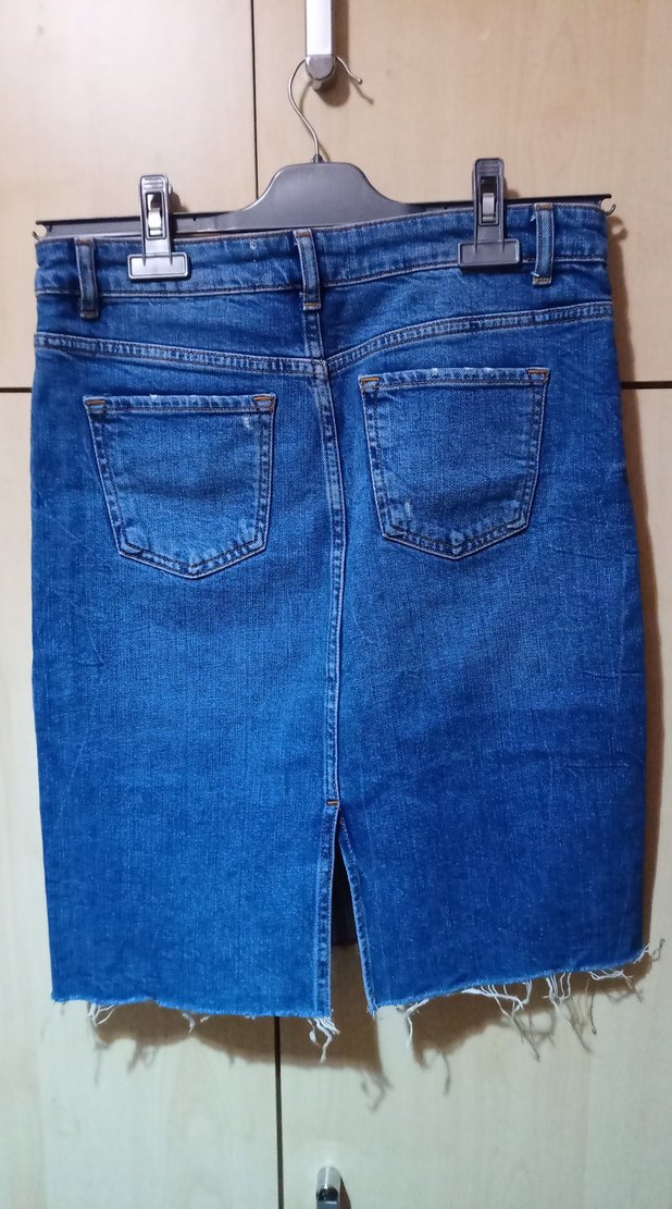 Koyu Mavi Kot Midi Etek - Görsel 4