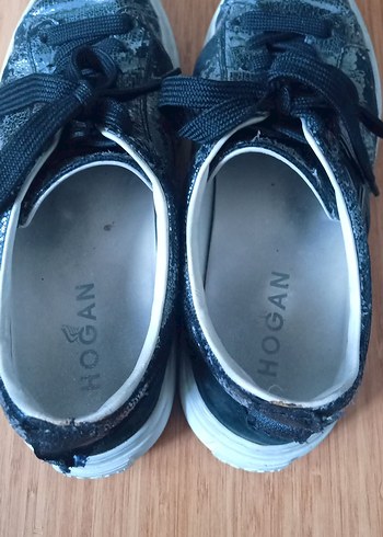 Kadın Gri Yılan Desenli Bağcıklı Spor Ayakkabı - Görsel 3