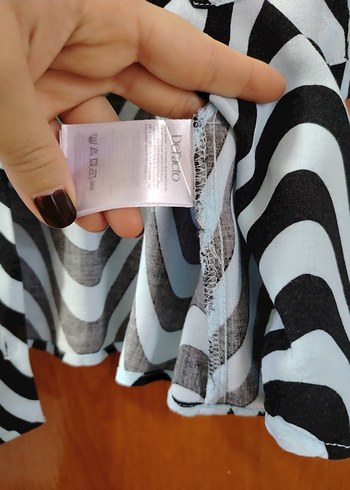 m Beden Zebra Desenli Kısa Kollu Gri Kadın Gömlek