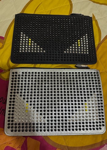 Kadın Metal Taşlı Rock Punk Clutch Çanta