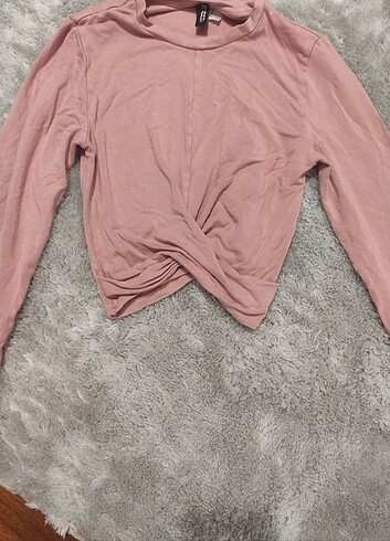 s Beden Bershka büzgülü pembe pudra crop