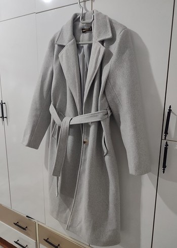 Gri Uzun Kadın Kaban - Görsel 5