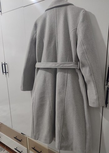 Gri Uzun Kadın Kaban - Görsel 4