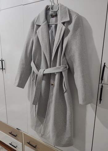 Gri Uzun Kadın Kaban - Görsel 7