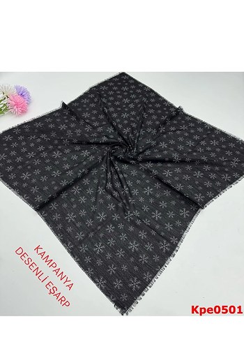 Gri Dantelli Kadın Desenli Şal - Görsel 5