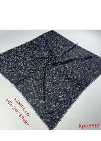 Gri Dantelli Kadın Desenli Şal - Görsel 6