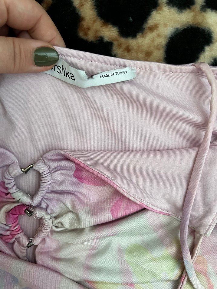 BERSHKA Pembe Bağlamalı Lohusa elbise - Görsel 5