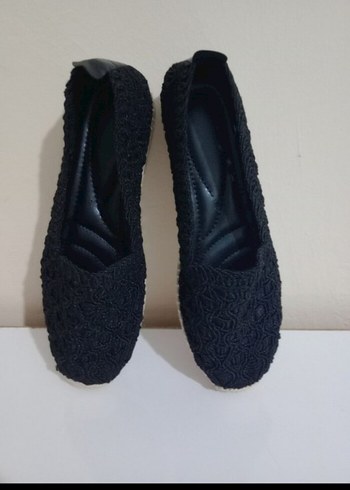 Kadın Siyah Örgü Dolgu Topuk Espadril - Görsel 7