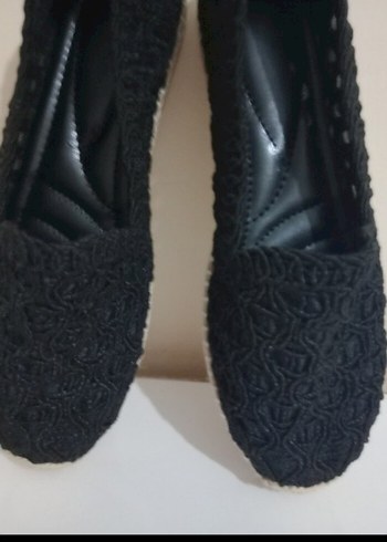 Kadın Siyah Örgü Dolgu Topuk Espadril - Görsel 8