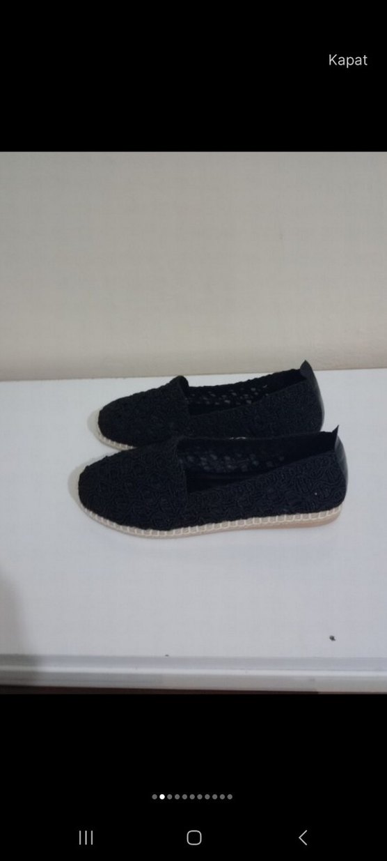 Kadın Siyah Örgü Dolgu Topuk Espadril - Görsel 3