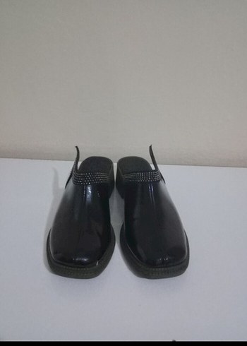 37 Beden siyah Renk Tokalı Siyah Blok Topuklu Kadın Terlik