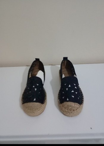 Siyah Dantel Detaylı Kadın Dolgu Topuk Espadril - Görsel 4