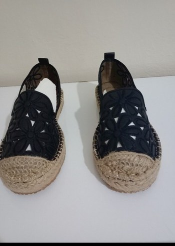 Siyah Dantel Detaylı Kadın Dolgu Topuk Espadril - Görsel 7