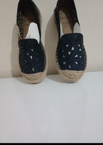 Siyah Dantel Detaylı Kadın Dolgu Topuk Espadril - Görsel 8