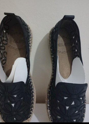 Siyah Dantel Detaylı Kadın Dolgu Topuk Espadril - Görsel 9