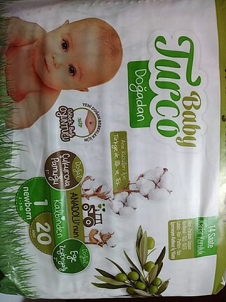 Baby Turco 2-5 kg newborn1 20 adet bebek bezi 1 numara ve 2 numa