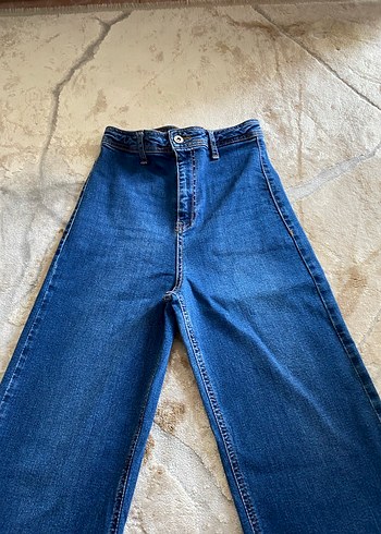 diğer Beden Kadın Mavi Denim Geniş Paça Jean