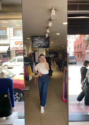 Koton Kadın Mavi Denim Geniş Paça Jean