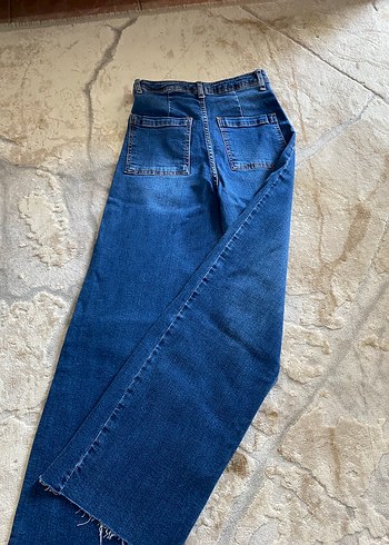 diğer Beden mavi Renk Kadın Mavi Denim Geniş Paça Jean