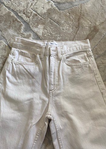 34 Beden Kadın Beyaz Midi Boy Kot Pantolon