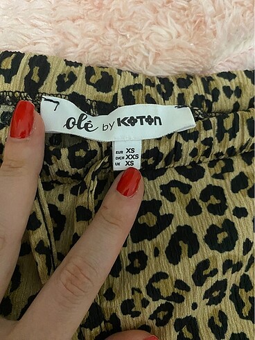xs Beden siyah Renk Koton leopar yazlık pantolon