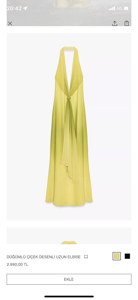 Zara Düğümlü Uzun Elbise - Görsel 4