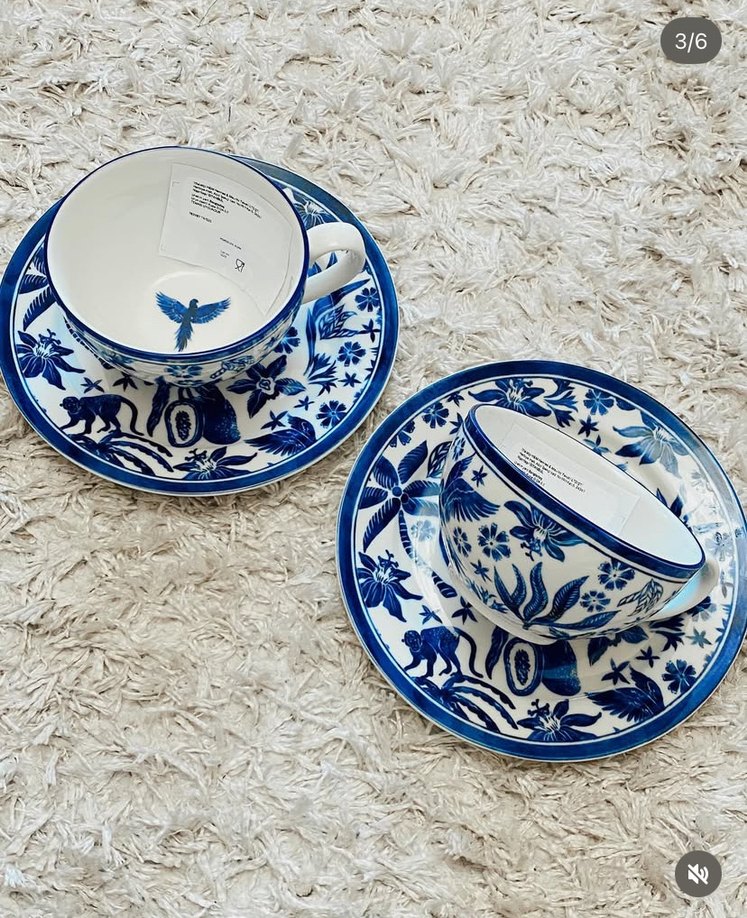 Hm home mavi kuşlu 2 fincan 2 tabak set - Görsel 3