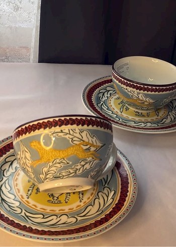 Hm home 2 tabak 2 fincan kupa leoparlı - Görsel 3