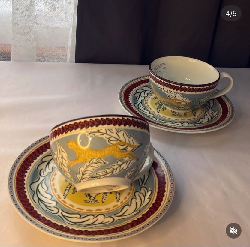 Hm home 2 tabak 2 fincan kupa leoparlı - Görsel 3