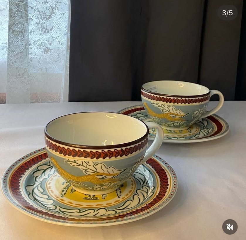 Hm home 2 tabak 2 fincan kupa leoparlı - Görsel 2