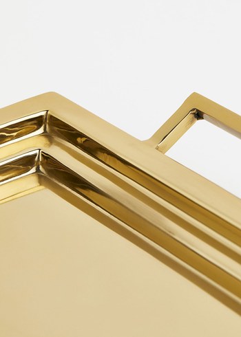 Hm home Gold Tepsi Parlak Altın Renkli Metal Tepsi - Görsel 2