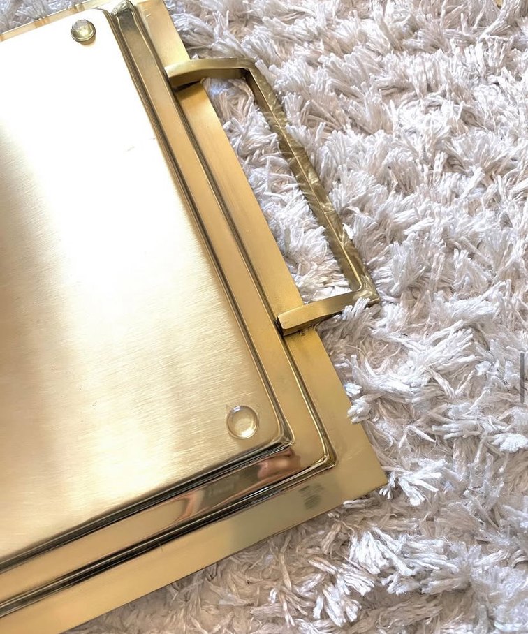 Hm home Gold Tepsi Parlak Altın Renkli Metal Tepsi - Görsel 5